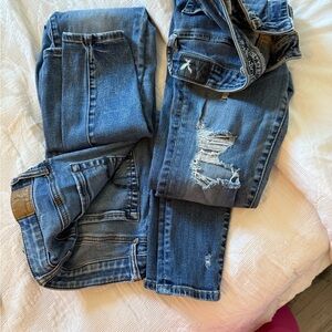 American Eagle Outfitters Dark Blue Distressed Skinny Jeans